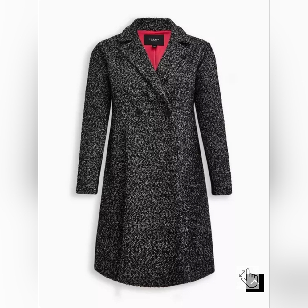 Torrid Women's Black and Gray Boucle Coat - Picture 10 of 10